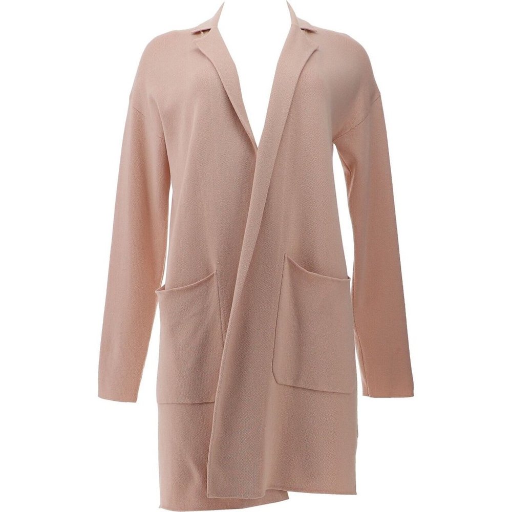 NWT G BY GIULIANA‎ JACQUARD SWEATER KNIT DUSTER CARDIGAN PINK FROST SMALL